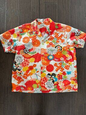 Bode bedroom Garden Shirt with vibrant multi-colored floral Pattern.